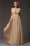 Robe de soirée naturel v encolure avec perle manche nulle avec chiffon - photo 1