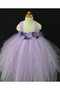 Robe de cortège enfant plissé avec perle manche nulle en tulle avec fleurs - photo 2
