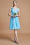 Robe demoiselle d'honneur avec chiffon de col en v ruché ligne a fermeutre eclair - photo 8
