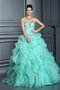 Robe de quinceanera longue de col en cœur cordon en organza manche nulle - photo 4