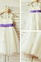 Robe de cortège enfant larges bretelles avec sans manches de lotus avec fleurs a-ligne - photo 5