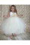 Robe de cortège enfant avec perle de mode de bal textile en tulle de col en v ceinture - photo 1