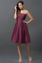 Robe demoiselle d'honneur naturel de longueur à genou en taffetas de bustier avec zip - photo 5