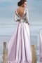 Robe de bal a-ligne de col en v avec manche longue appliques en satin - photo 2