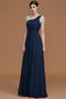Robe demoiselle d'honneur naturel avec sans manches ligne a ruché d'épaule asymétrique - photo 16