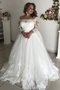 Robe de mariée de traîne courte d'epaule ajourée en tulle avec manche longue noble - photo 1