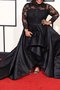 Robe de bal naturel silhouette asymétrique avec manche longue de princesse en satin - photo 2