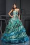 Robe de quinceanera longue de col en cœur manche nulle cordon de mode de bal - photo 1