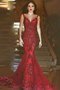 Robe de bal de sirène manche nulle de col en v en tulle appliques - photo 1