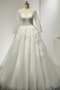 Robe de mariée naturel a-ligne de traîne moyenne avec manche 3/4 textile en tulle - photo 1