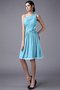 Robe demoiselle d'honneur plissé naturel au drapée avec chiffon avec sans manches - photo 3