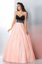 Robe de quinceanera longue naturel fermeutre eclair longueur au ras du sol en satin - photo 3