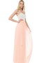 Robe demoiselle d'honneur longue de col en cœur en chiffon avec nœud ceinture - photo 2