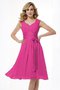 Robe demoiselle d'honneur plissage courte a-ligne en chiffon larges bretelles - photo 11