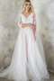 Robe de mariée avec bouton ligne a avec décoration dentelle v encolure avec perle - photo 1
