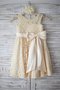 Robe de cortège enfant naturel manche nulle avec fleurs de princesse a-ligne - photo 5