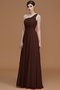 Robe demoiselle d'honneur naturel avec sans manches ligne a ruché d'épaule asymétrique - photo 13