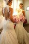 Robe de mariée naturel elevé de sirène avec sans manches avec décoration dentelle - photo 1