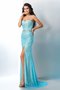 Robe de bal longue avec décoration dentelle de traîne courte avec perle manche nulle - photo 3