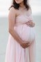 Robe demoiselle d'honneur a-ligne manche nulle de grossesse de col en cœur avec chiffon - photo 2
