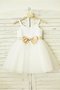 Robe de cortège enfant naturel fermeutre eclair de princesse a-ligne avec fleurs - photo 3