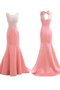 Robe demoiselle d'honneur naturel de traîne courte avec perle en satin col u profond - photo 1