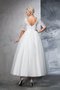 Robe de mariée longue col en bateau fermeutre eclair de mode de bal en 1/2 manche - photo 2