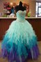 Robe de quinceanera longue a-ligne avec perle bandouliere spaghetti en dentelle - photo 1