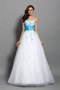 Robe de quinceanera longue de mode de bal avec perle de tour de ceinture empire en satin - photo 1