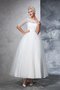 Robe de mariée longue col en bateau fermeutre eclair de mode de bal en 1/2 manche - photo 3