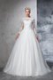 Robe de mariée longue avec manche longue col en bateau de mode de bal fermeutre eclair - photo 3