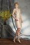 Robe mère de mariée bref textile taffetas de col bateau avec zip avec manche courte - photo 5