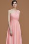 Robe demoiselle d'honneur naturel avec sans manches ligne a ruché d'épaule asymétrique - photo 4