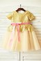 Robe de cortège enfant naturel col u profond avec fleurs de princesse fermeutre eclair - photo 2