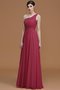 Robe demoiselle d'honneur naturel avec sans manches ligne a ruché d'épaule asymétrique - photo 11