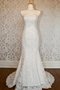 Robe de mariée naturel au niveau de genou en dentelle avec bouton trou de serrure - photo 1