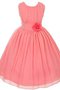 Robe de cortège enfant plissé avec manche courte col u profond de mode de bal en tulle - photo 1