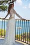 Robe de mariée de col bateau avec manche longue au niveau de cou avec fleurs en dentelle - photo 2
