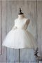 Robe de cortège enfant plissage naturel en tulle de longueur à genou de lotus - photo 2