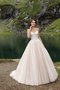 Robe de mariée romantique plissé elégant col en v foncé textile en tulle - photo 1