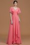 Robe demoiselle d'honneur avec manche courte de princesse ligne a avec chiffon avec zip - photo 3