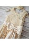 Robe de cortège enfant naturel manche nulle avec fleurs de princesse a-ligne - photo 3