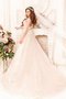 Robe de mariée naturel avec manche courte ligne a appliques avec décoration dentelle - photo 2