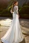 Robe de mariée luxueux en satin avec bouton avec nœud en 3/4 manche - photo 2