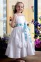 Robe de cortège enfant avec fleurs avec nœud à boucles a-ligne manche nulle - photo 1