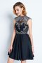Robe de cocktail bref décolleté dans le dos en satin a-ligne manche nulle - photo 3