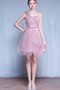 Robe demoiselle d'honneur courte en tulle ceinture avec ruban cordon - photo 1