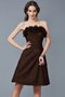 Robe demoiselle d'honneur courte naturel de fourreau de bustier en taffetas - photo 7