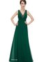 Robe mère de mariée avec zip ligne a avec chiffon manche nulle de col en v - photo 1