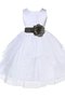 Robe de cortège enfant naturel ligne a en satin ceinture avec fleurs - photo 1